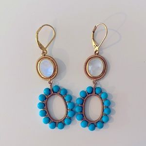 🎉HP🎉Turquoise and Gold Dangle Earrings
